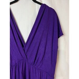 24seven Comfort Apparel Dress Womens 3X Purple V-Neck Empire Waist Maxi L602